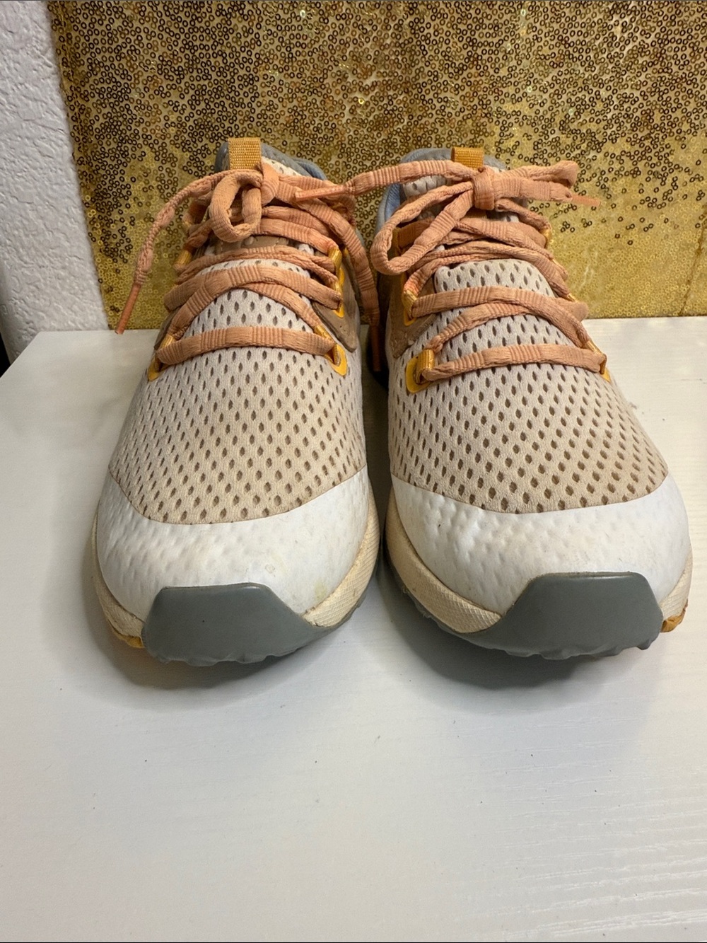 OluKai Women's Wailuku Beige Peach Gray Lace-Up Sneakers - Picture 3 of 8